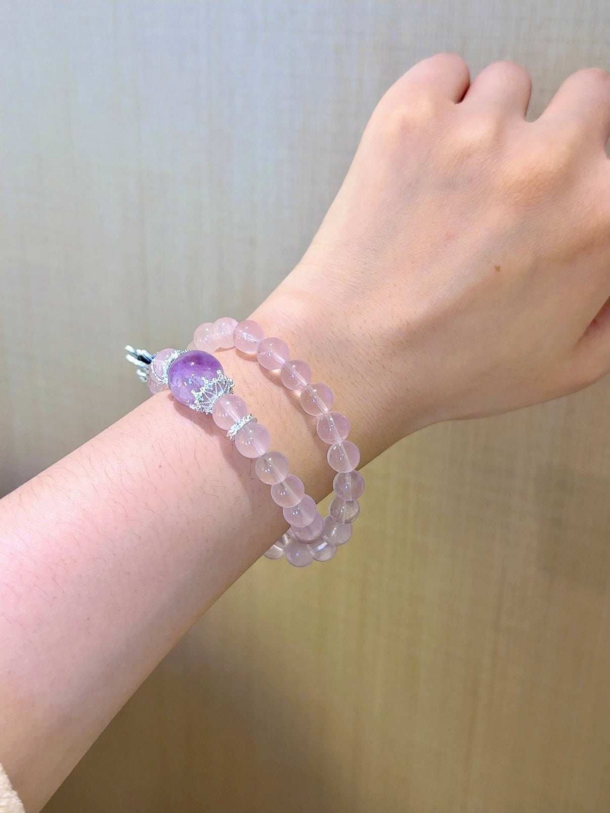 ▫️▪️ Pink crystal double circle butterfly bracelet